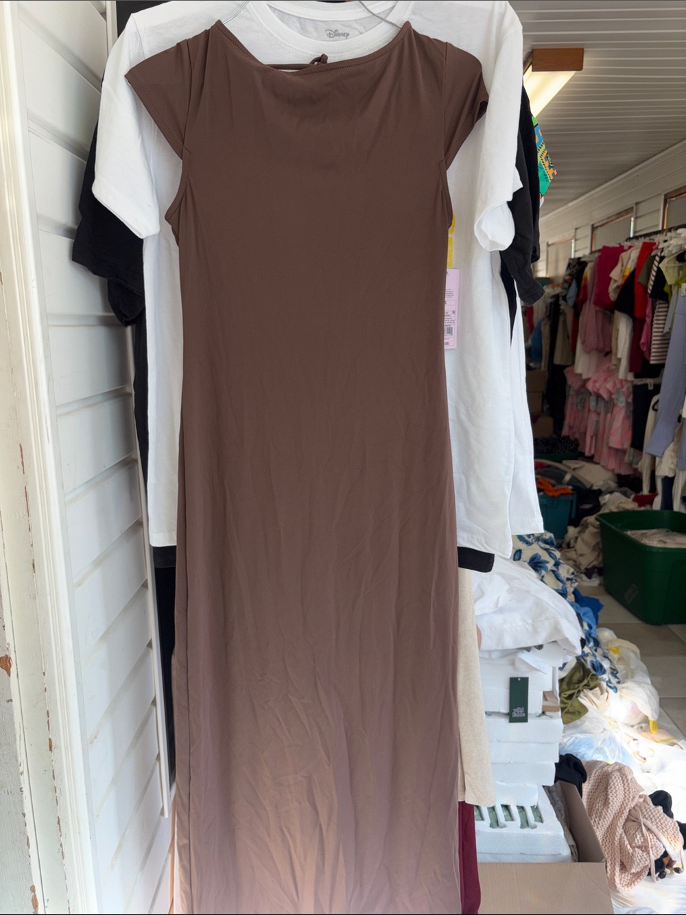 5/$10 Classic Women's Brown Cap-Sleeve Maxi Dress